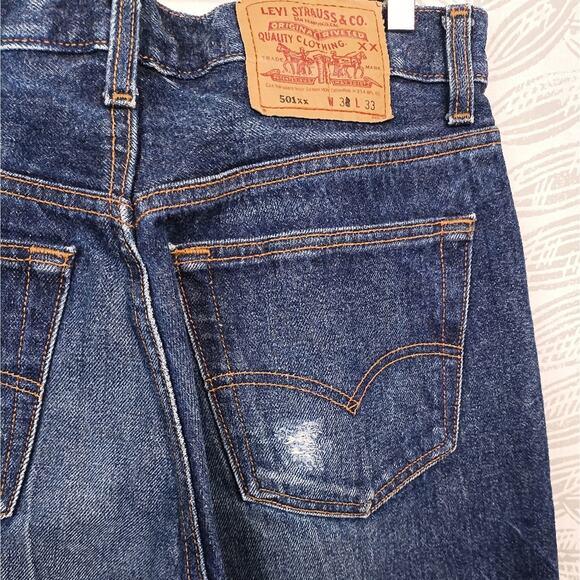 Green Star x Levi's Boyfriend Trousers Distressed Blue Denim 501xx High Waist - Picture 6 of 9